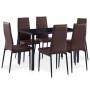 Conjunto de mesa y sillas de comedor 7 piezas marrón