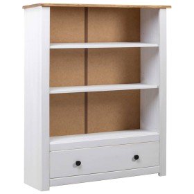 Librería de madera maciza pino estilo Panamá blanco 80x35x110 cm