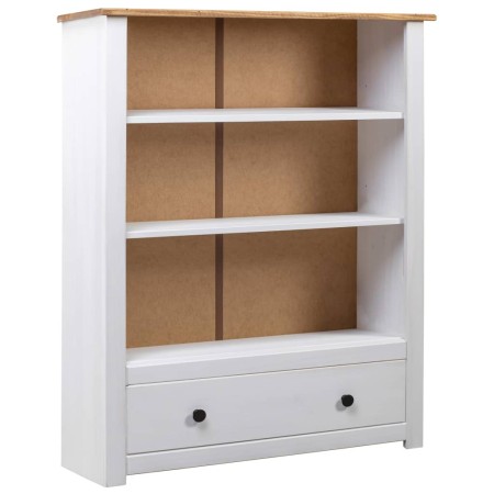 Librería de madera maciza pino estilo Panamá blanco 80x35x110 cm