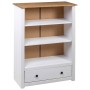 Librería de madera maciza pino estilo Panamá blanco 80x35x110 cm