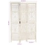 Biombo 3 paneles tallado a mano madera mango blanco 120x165 cm