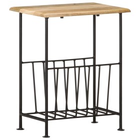 Revistero madera maciza de mango y acero 40x30x50 cm en Revisteros | Comprar online en Foro24