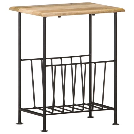 Revistero madera maciza de mango y acero 40x30x50 cm en Revisteros | Comprar online en Foro24