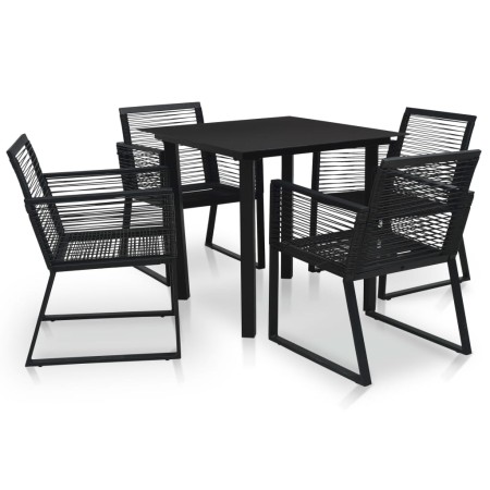 Juego de comedor de jardín 5 piezas ratán PVC negro