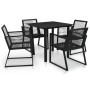 Juego de comedor de jardín 5 piezas ratán PVC negro