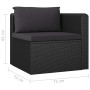 Set muebles de jardín 9 piezas y cojines ratán sintético negro