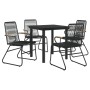 Juego de comedor de jardín 5 piezas ratán PVC negro