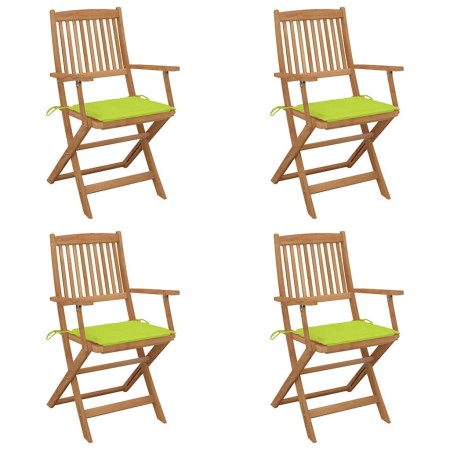 Sillas de jardín plegables 4 uds y cojines madera maciza acacia