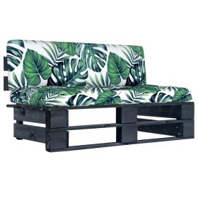 Sofá central de palets de jardín madera pino impregnada negro en Sofás modulares de exterior | Comprar online en Foro24