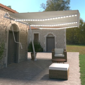 Toldo automático con LED sensor de viento crema 600x350 cm