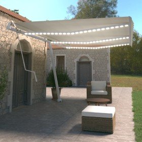 Toldo automático con LED sensor de viento crema 600x350 cm