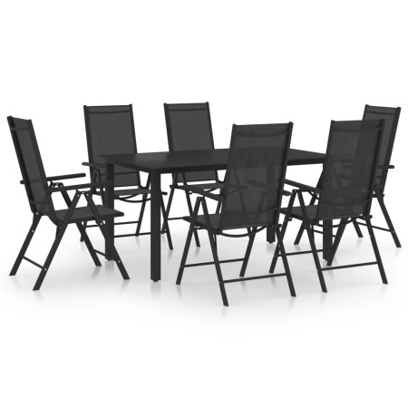 Juego de comedor para jardín de 7 piezas aluminio negro