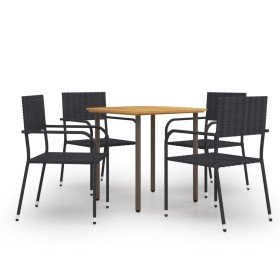 Set de muebles de comedor de jardín 5 piezas de ratán negro en Conjuntos de jardín | Comprar online en Foro24
