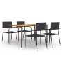 Set de muebles de comedor de jardín 5 piezas ratán PE negro en Conjuntos de jardín | Comprar online en Foro24