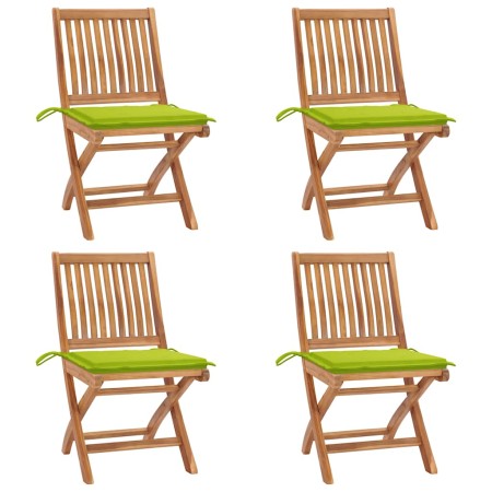 Sillas de jardín plegables 4 uds madera maciza teca con cojines