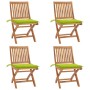 Sillas de jardín plegables 4 uds madera maciza teca con cojines