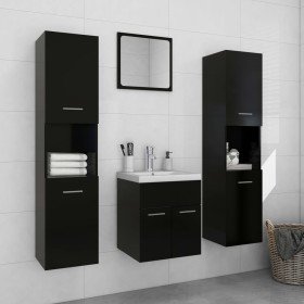 Juego de muebles de baño madera de ingeniería negro Juego de muebles de baño madera de ingeniería negro