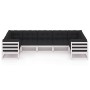 Set muebles jardín 7 pzas con cojines madera maciza pino blanco