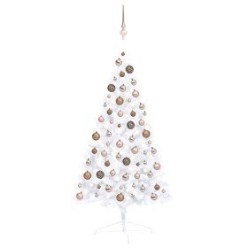 Medio árbol de Navidad con luces y bolas blanco 120 cm en Arboles de navidad | Comprar online en Foro24