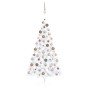 Medio árbol de Navidad con luces y bolas blanco 150 cm en Arboles de navidad | Comprar online en Foro24