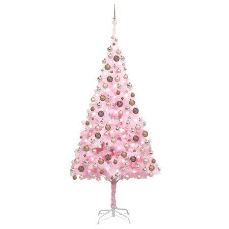 Árbol de Navidad preiluminado con luces y bolas rosa 210 cm en Arboles de navidad | Comprar online en Foro24