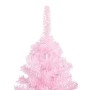 Árbol de Navidad preiluminado con luces y bolas rosa 210 cm