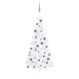 Medio árbol de Navidad con luces y bolas blanco 180 cm en Arboles de navidad | Comprar online en Foro24
