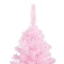 Árbol de Navidad preiluminado con luces y bolas rosa 210 cm