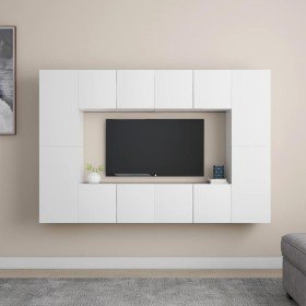 Set de muebles de salón TV 8 piezas madera de ingeniería blanco en Muebles TV | Comprar online en Foro24