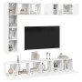 Set de mueble para TV de 8 piezas madera contrachapada blanco