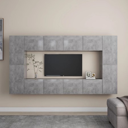 Set de muebles de salón 8 pzas madera ingeniería gris hormigón