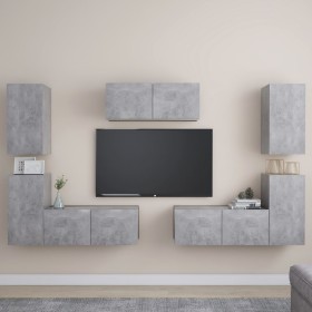 Set muebles de salón TV 7 pzas madera ingeniería gris hormigón