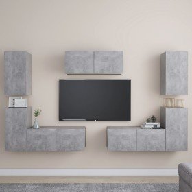 Set muebles de salón TV 7 pzas madera ingeniería gris hormigón en Muebles TV | Comprar online en Foro24