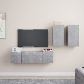 Set de muebles de salón 4 pzas madera ingeniería gris hormigón en Muebles TV | Comprar online en Foro24