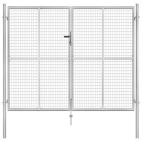 Puerta de jardín de acero galvanizado 306x200 cm color plata