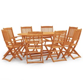 Set de comedor de jardín plegable 9 pzas madera eucalipto