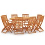 Set de comedor de jardín plegable 9 pzas madera eucalipto