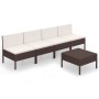 Set muebles de jardín 5 pzas y cojines ratán sintético marrón