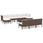Set muebles de jardín 11 pzas y cojines ratán sintético marrón