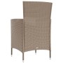 Set de comedor de jardín 3 pzas y cojines ratán sintético beige