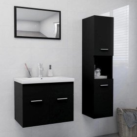 Juego de muebles de baño madera de ingeniería negro Juego de muebles de baño madera de ingeniería negro