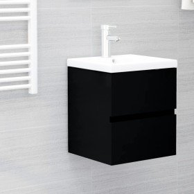Mueble con lavabo negro madera contrachapada