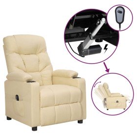 Sillón reclinable eléctrico de tela crema en Sillones | Comprar online en Foro24