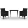 Set comedor de jardín 3 pzas y cojines ratán sintético y vidrio