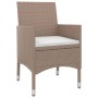 Set comedor de jardín 3 pzas y cojines ratán sintético y vidrio