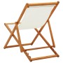 Silla de playa plegable madera maciza de eucalipto y tela crema en Sillas de jardín | Comprar online en Foro24