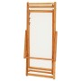 Silla de playa plegable madera maciza de eucalipto y tela crema en Sillas de jardín | Comprar online en Foro24