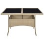 Mesa de comedor de jardín ratán sintético y vidrio beige