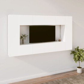 Set de muebles para TV 8 piezas madera contrachapada blanco en Muebles TV | Comprar online en Foro24