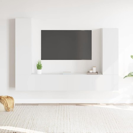 Set de muebles para TV 4 piezas madera contrachapada blanco
